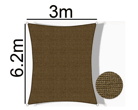 Vela Sombreadora 6.20X3 mt de 90% sombra HDPE