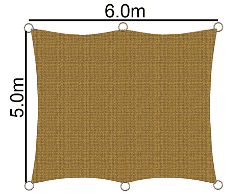 Vela Sombreadora 6x5 mt 90% HDPE 6 argollas para anclaje