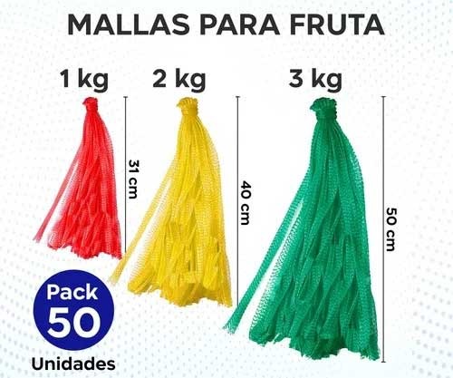 Mallas 2 Kg Hortofrutícolas x 40cm de largo x 50 unidades cada paquete 1