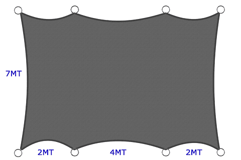 Vela 7x8 mt 90% HDPE 8 puntas de anclajes 