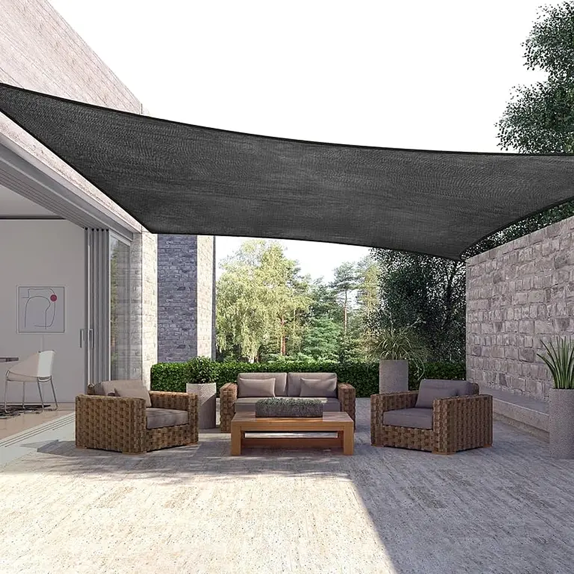 Toldo Vela en malla sombreadora 4.5x4 mt 90% HDPE  2