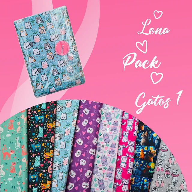 GATOS 1 ,   Lycra Dupont    8 diseños 70x50 cm 