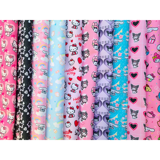 Kitty y sus amigos  ,   Lycra Dupont  10 diseños  70x50 cm - COPIA