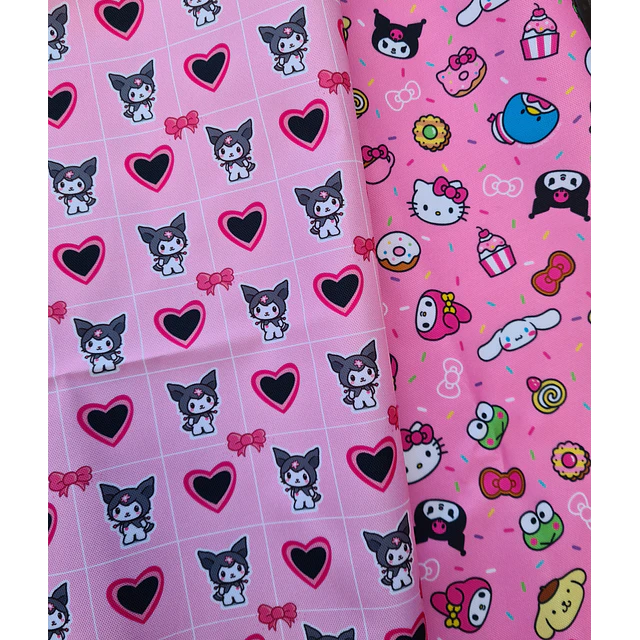 Kitty y sus amigos  ,   Lycra Dupont  10 diseños  70x50 cm - COPIA