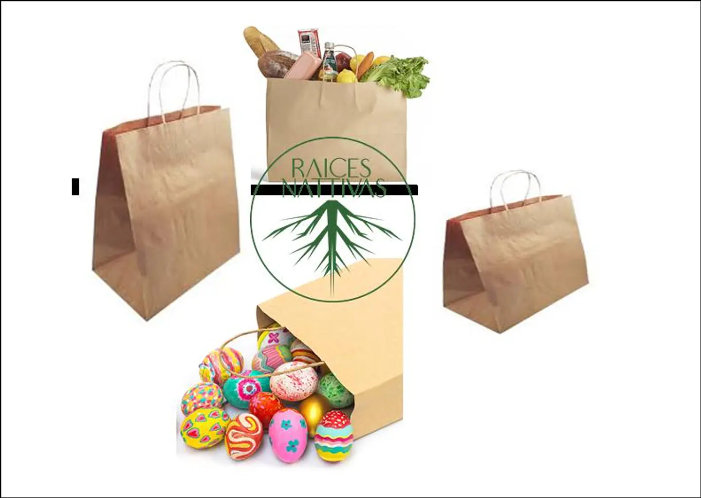 Pack de 20 Bolsas Kraft con asas 32 de Alto 26 de Ancho 14 de Fuelle 3