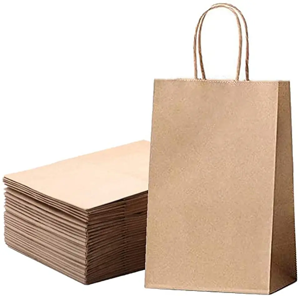 Pack de 12 Bolsas Kraft con asas 21 de Alto 16 de Ancho 8 de Fuelle  2
