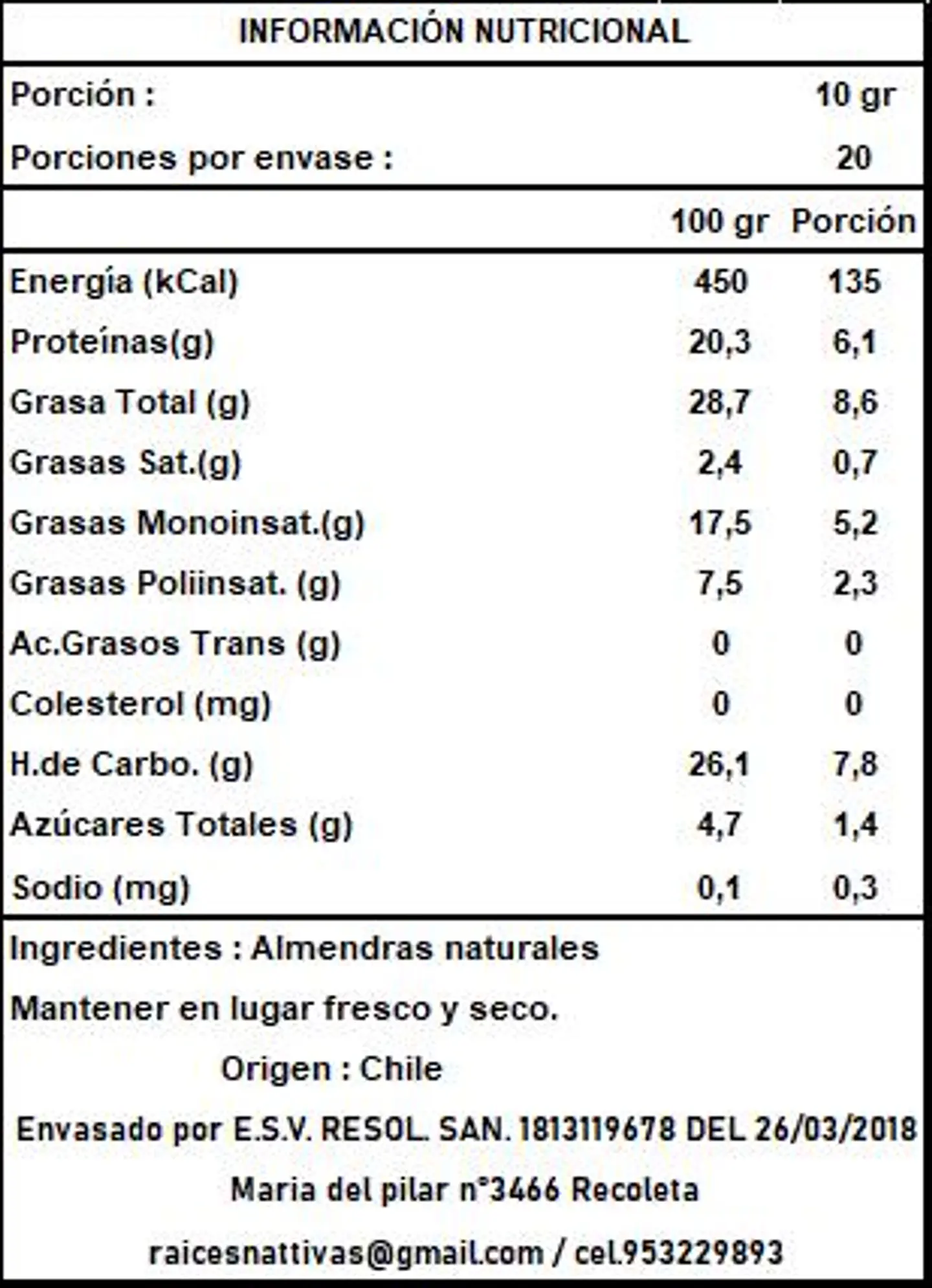Almendras 100 Gramos  4