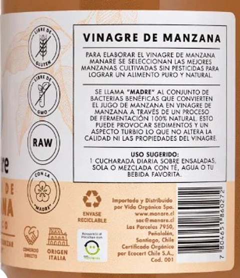 Vinagre de manzana orgánico 500 cc 