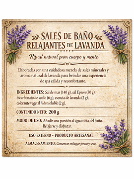 Sal de mar esencia de Lavanda de 200 gramos
