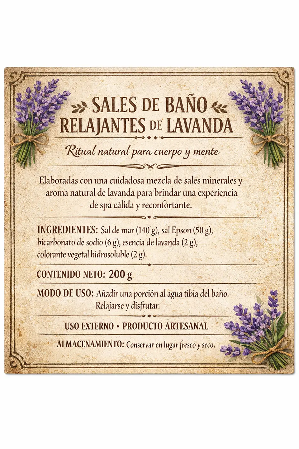 Sal de mar esencia de Lavanda de 200 gramos 2