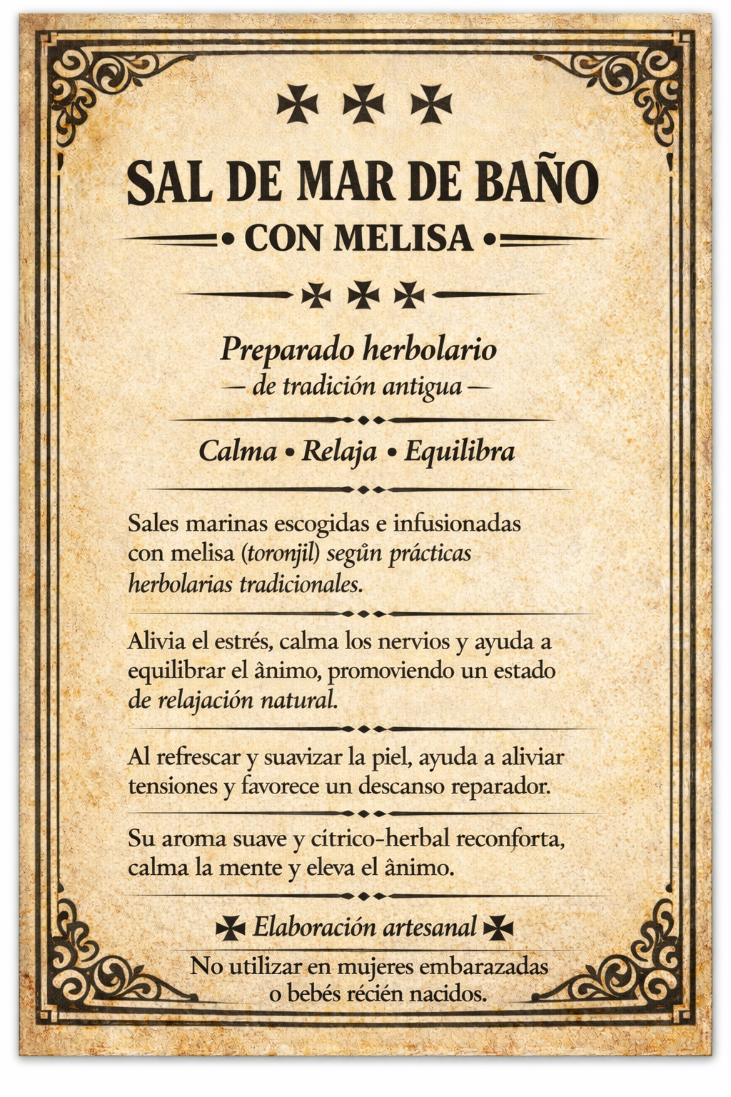 Sal de mar esencia de Melissa de 200 gramos