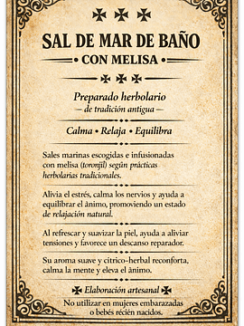Sal de mar esencia de Melissa de 200 gramos