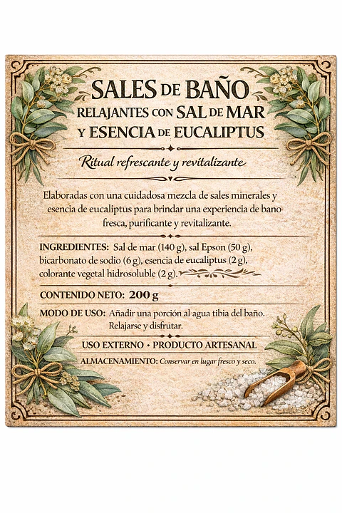 Sal de mar esencia de Eucalipto de 200 gramos