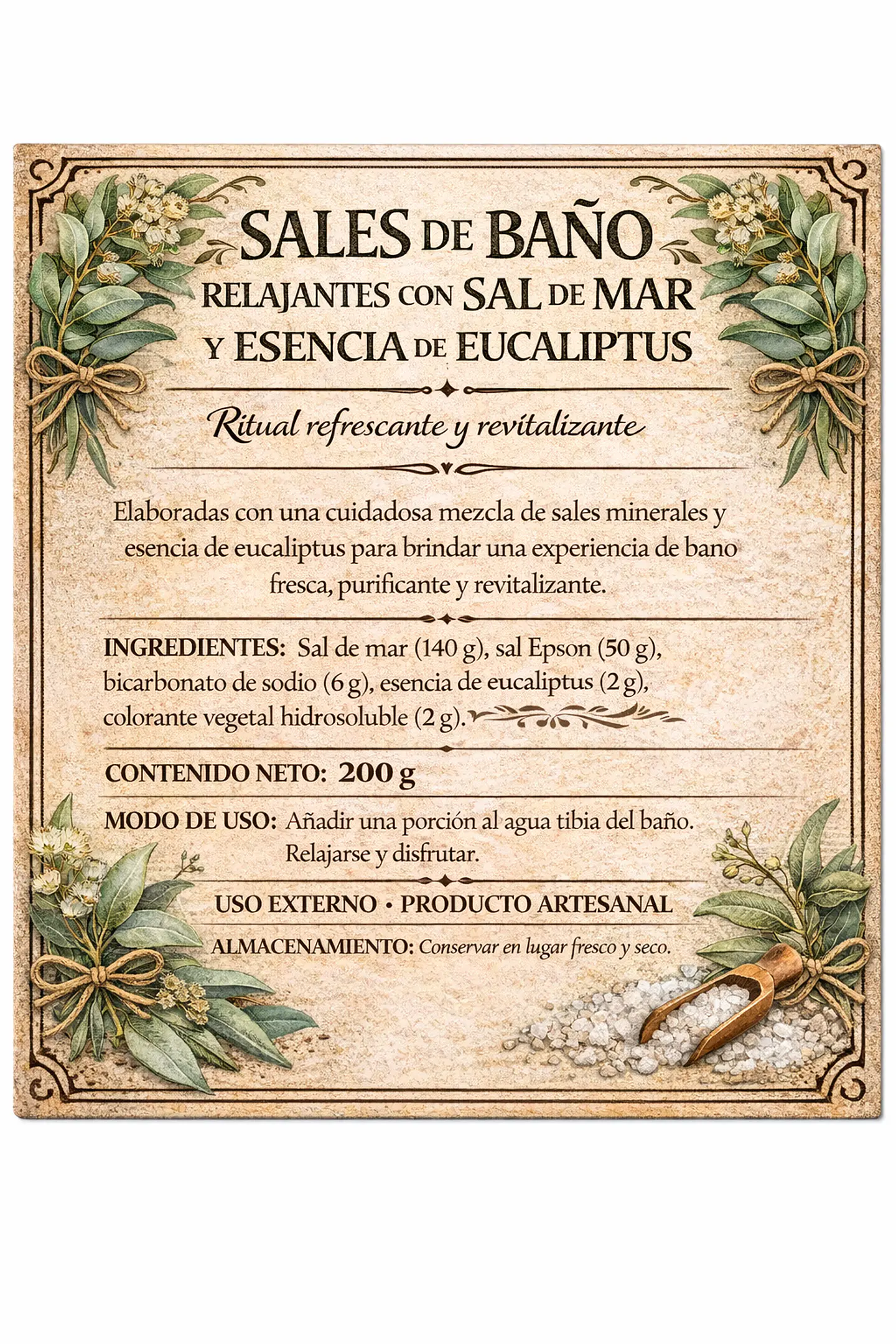 Sal de mar esencia de Eucalipto de 200 gramos 1