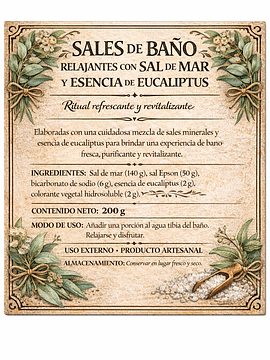 Sal de mar esencia de Eucalipto de 200 gramos