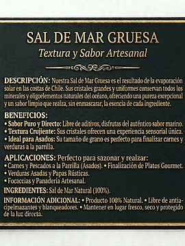 Sal de Mar Gruesa Gourmet Terrena de 500 gramos