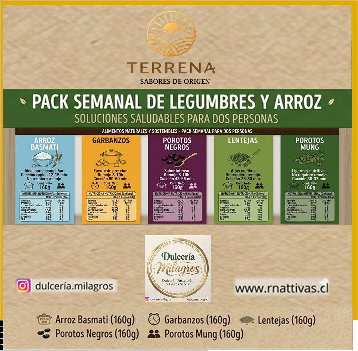 Pack Semanal 5 variedades (Arroz y Legumbres )