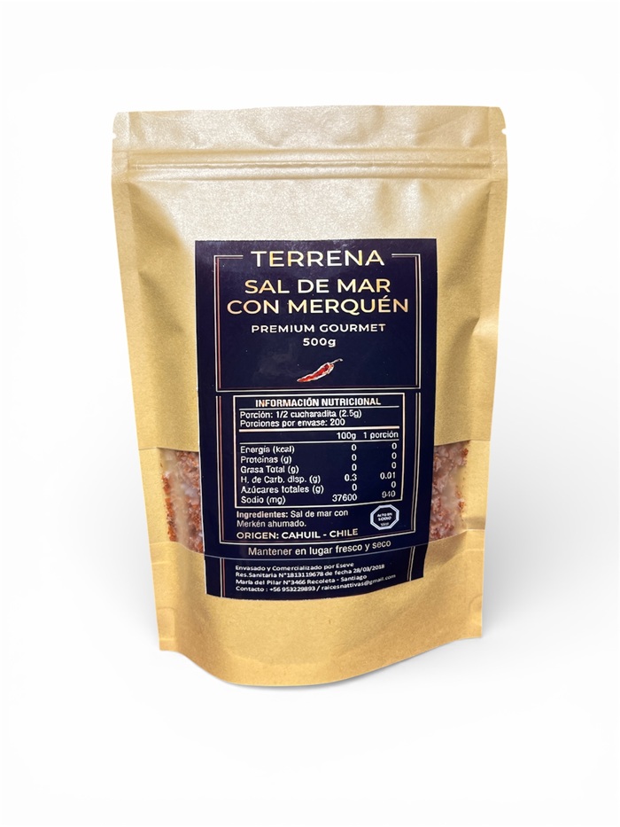 Sal de Mar Gourmet con merkén ahumado de 500 gramos