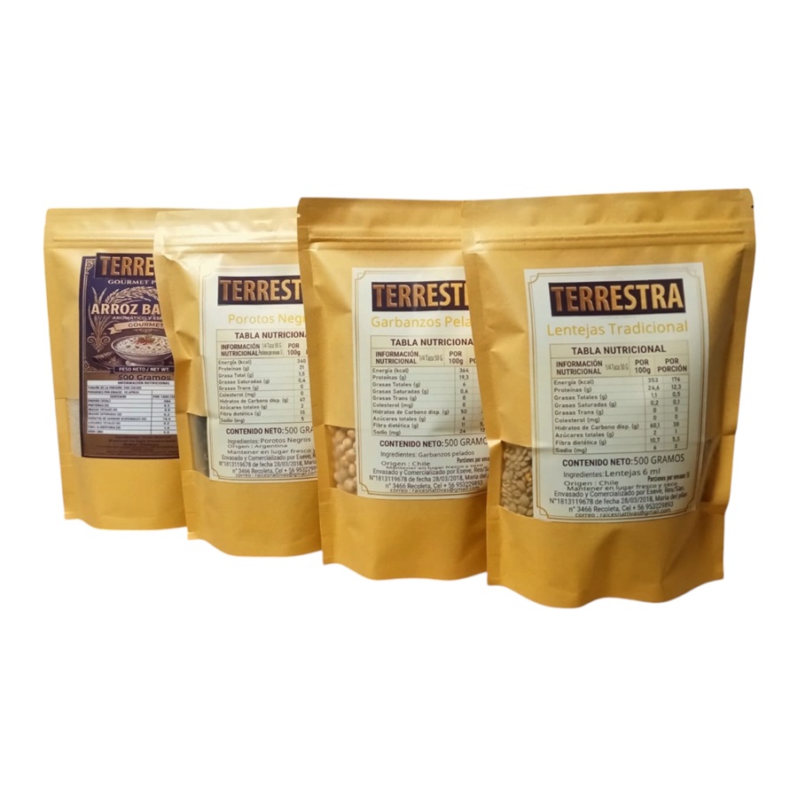 Pack 4 variedades legumbres y arroz basmati 500 gramos