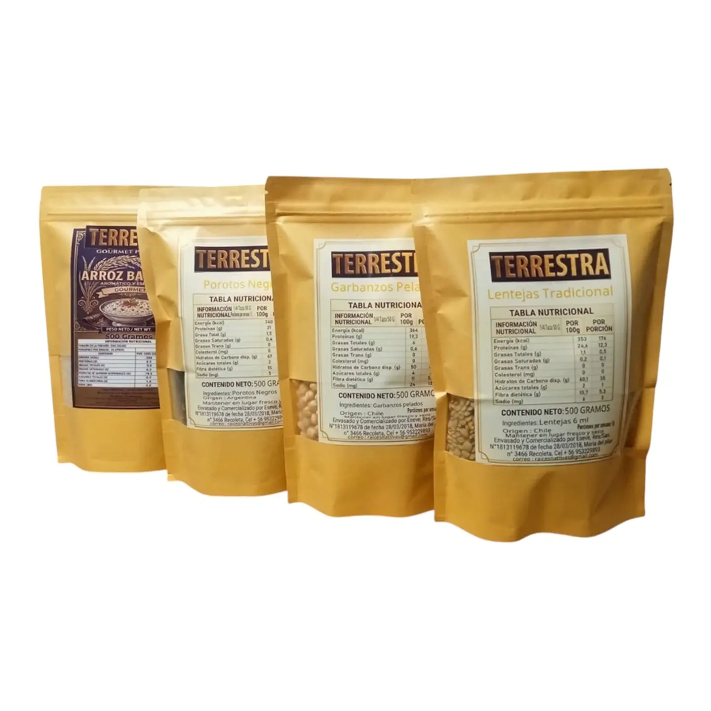 Pack 4 variedades legumbres y arroz basmati 500 gramos 1
