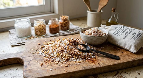 Sal de Mar Gourmet con Cebolla en polvo,merkén y ajo en hojuelas de 500 gr