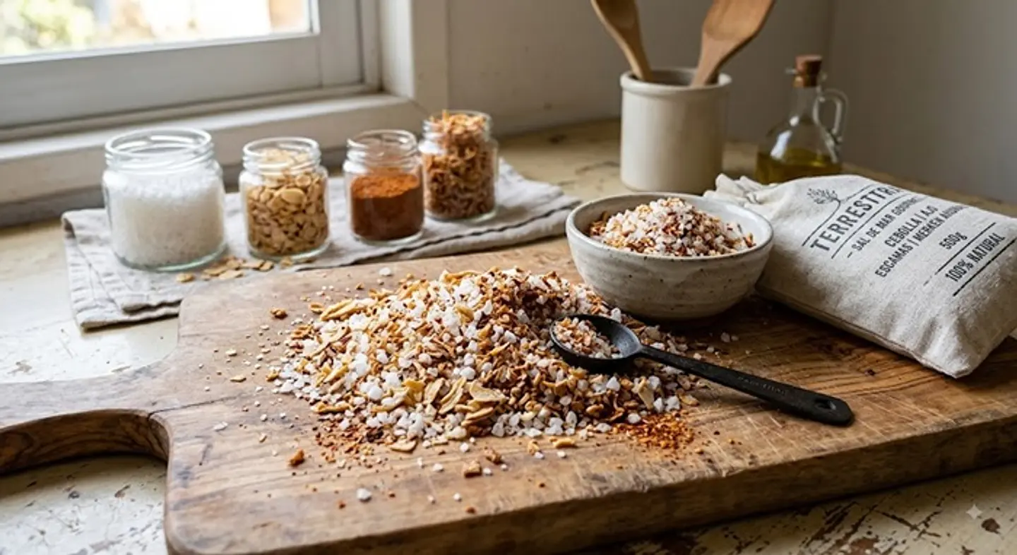 Sal de Mar Gourmet con Cebolla en polvo,merkén y ajo en hojuelas de 500 gr 2