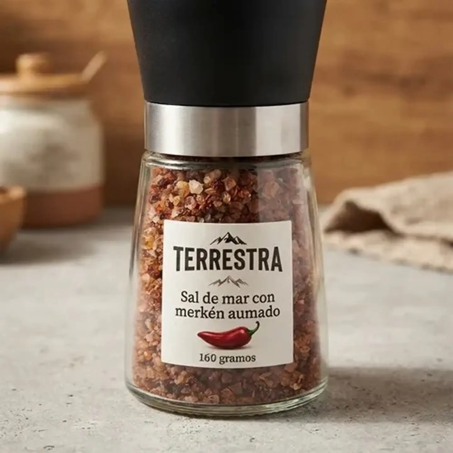 Sal de Mar Gourmet con merkén ahumado de 160 gramos 2