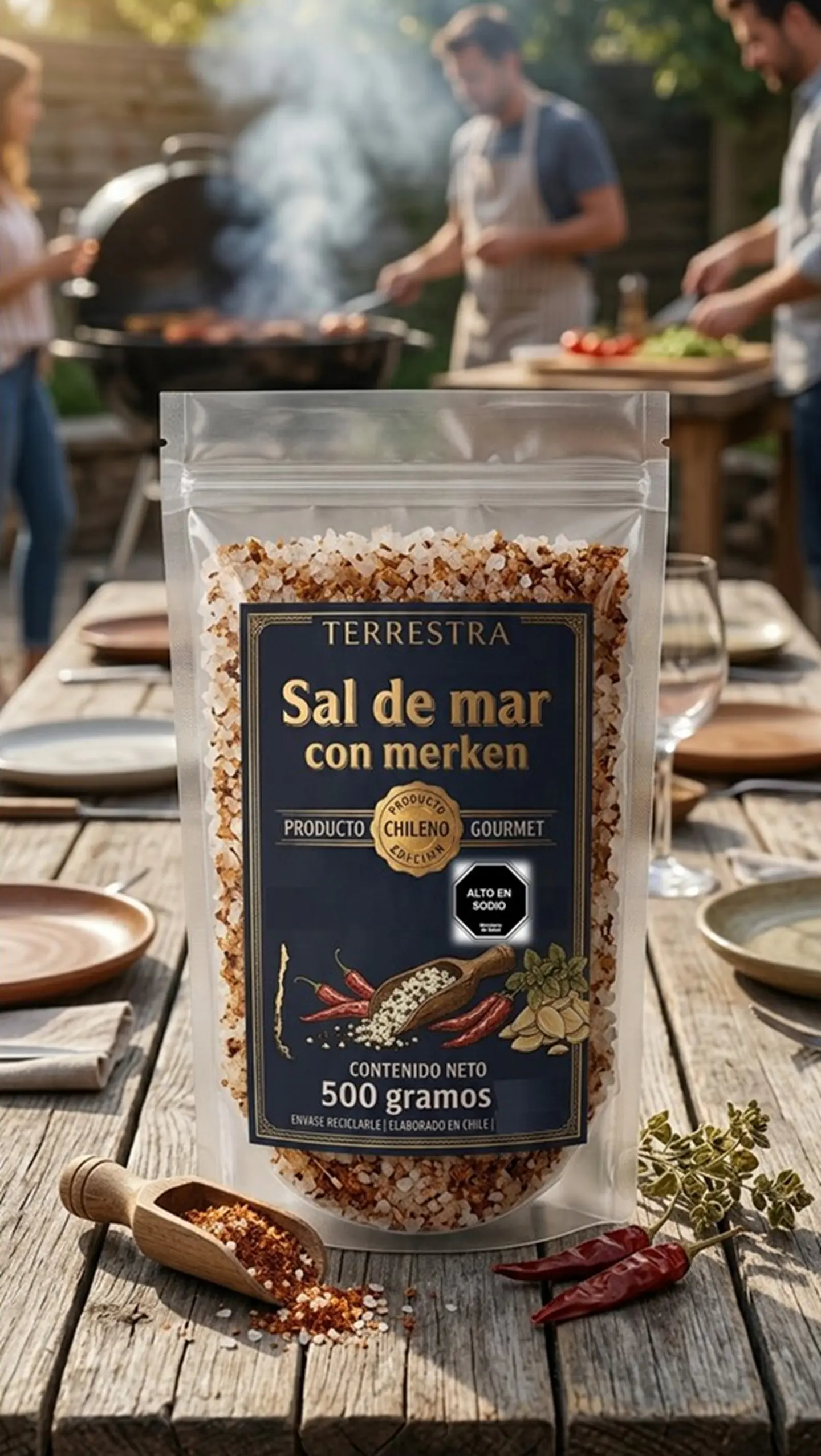 Sal de Mar Gourmet con merkén ahumado de 500 gramos 2