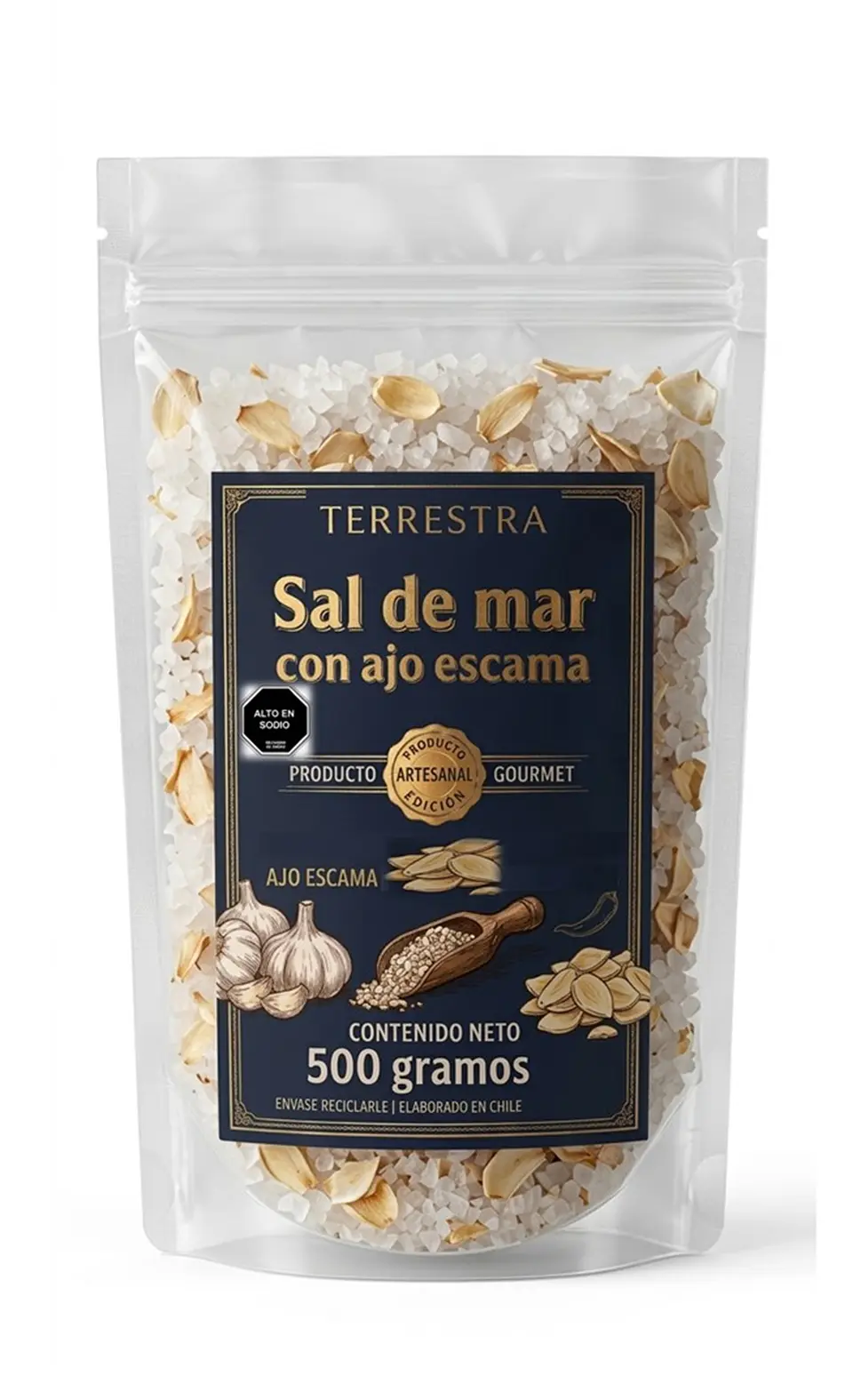Sal de Mar Gourmet con ajo deshidratado de 500 gramos 1