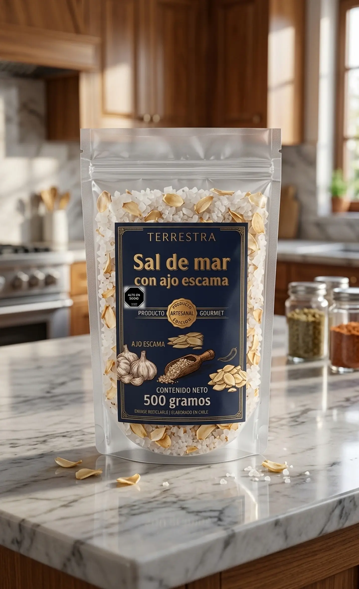 Sal de Mar Gourmet con ajo deshidratado de 500 gramos 2