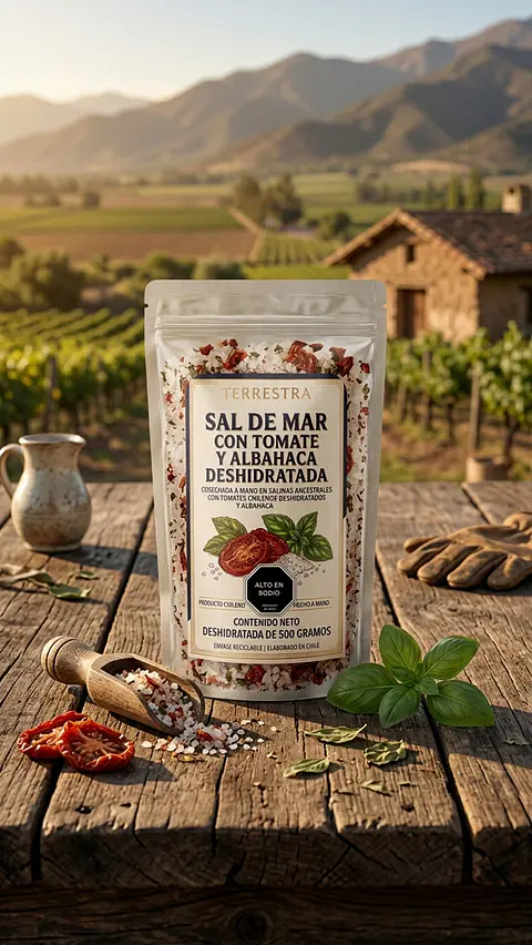Sal de Mar Gourmet con Tomate y Albahaca deshidratada de 500 gr