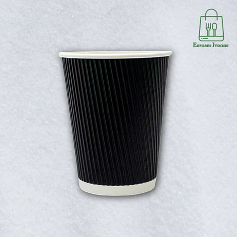Vaso polipapel 12oz negro corrugado 1