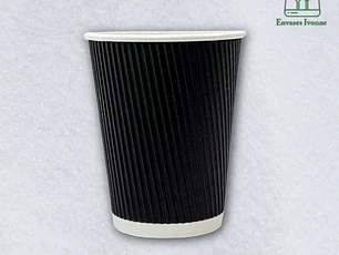 Vaso polipapel 12oz negro corrugado