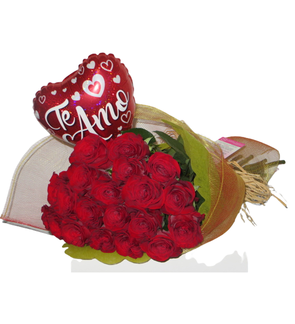 Ramo 24 Rosas con Globo Amor | Expresa tu Amor Profundo
