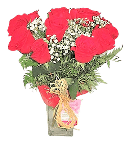 12 Rosas en florero  | Sorprende con Amor