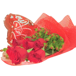 Ramo de 6 Rosas más Globo Amor | Envía Afecto y Cariño