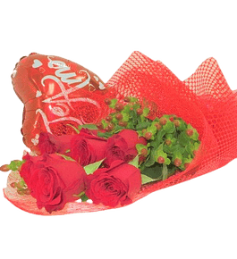 Ramo de 6 Rosas más Globo Amor | Envía Afecto y Cariño
