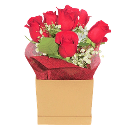 Caja kraft de 6 rosas | Declara tu amor