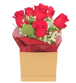 Caja kraft de 6 rosas | Declara tu amor