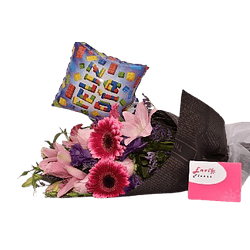 Ramo de flores mixtas con globo | Expresa Gratitud y Amistad 