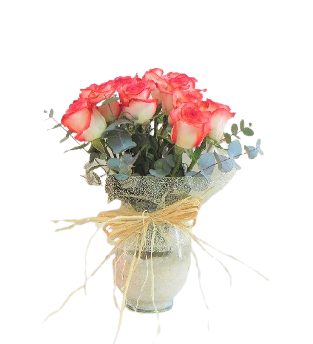 Florero de 12 rosas base cuarzo | Obsequia Admiración y Respeto 