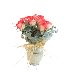 Florero de 12 rosas base cuarzo | Obsequia Admiración y Respeto 