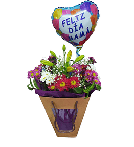 Bolso de Flores Silvestre con Globo Mamá