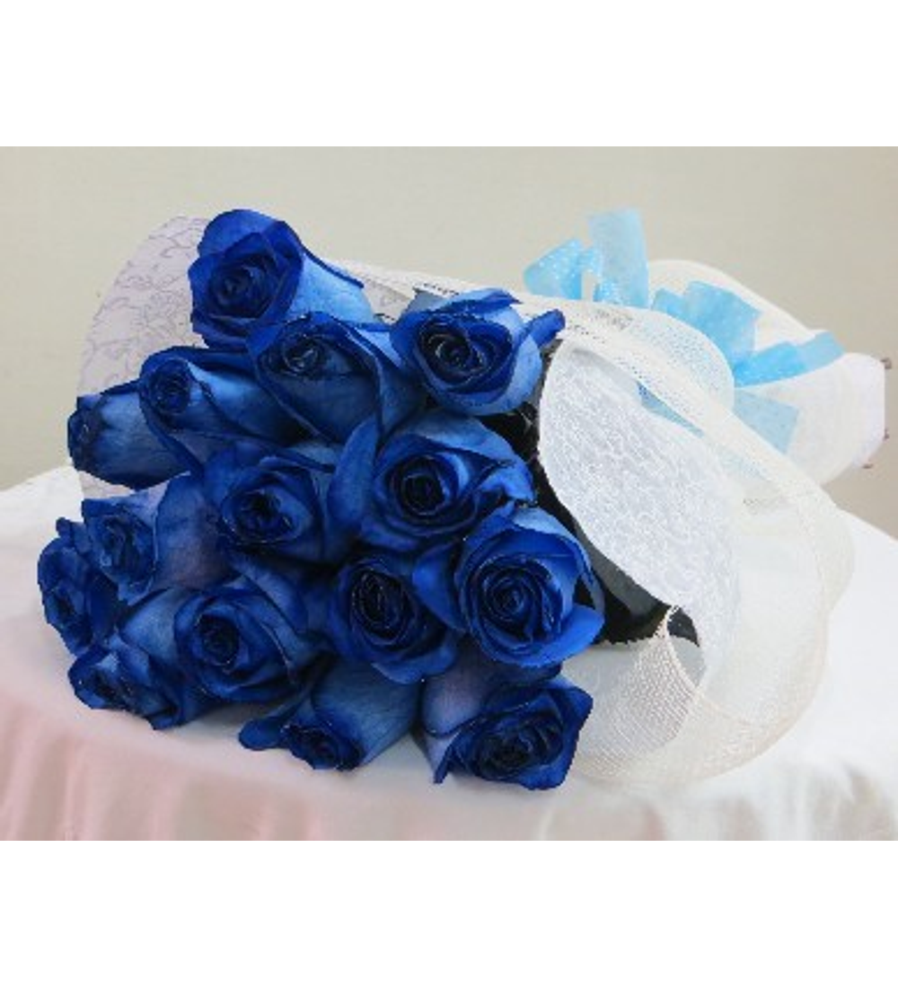 Ramo de 15 rosas azules