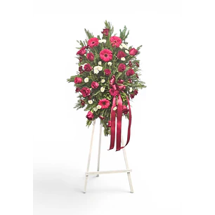 Corona Fúnebre Tonos Rojos y Blancos