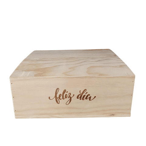 Caja madera con tapa mensaje Feliz Día