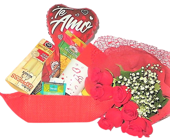 Desayuno Once Amor con Flores y Globo | Combinación perfecta para iniciar el día