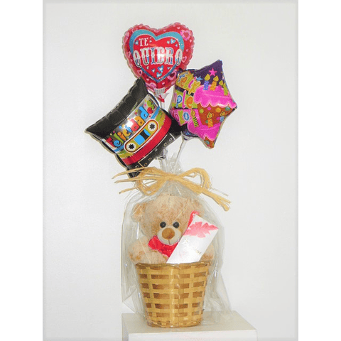 Canasto de Peluche, Globos y Chocolates