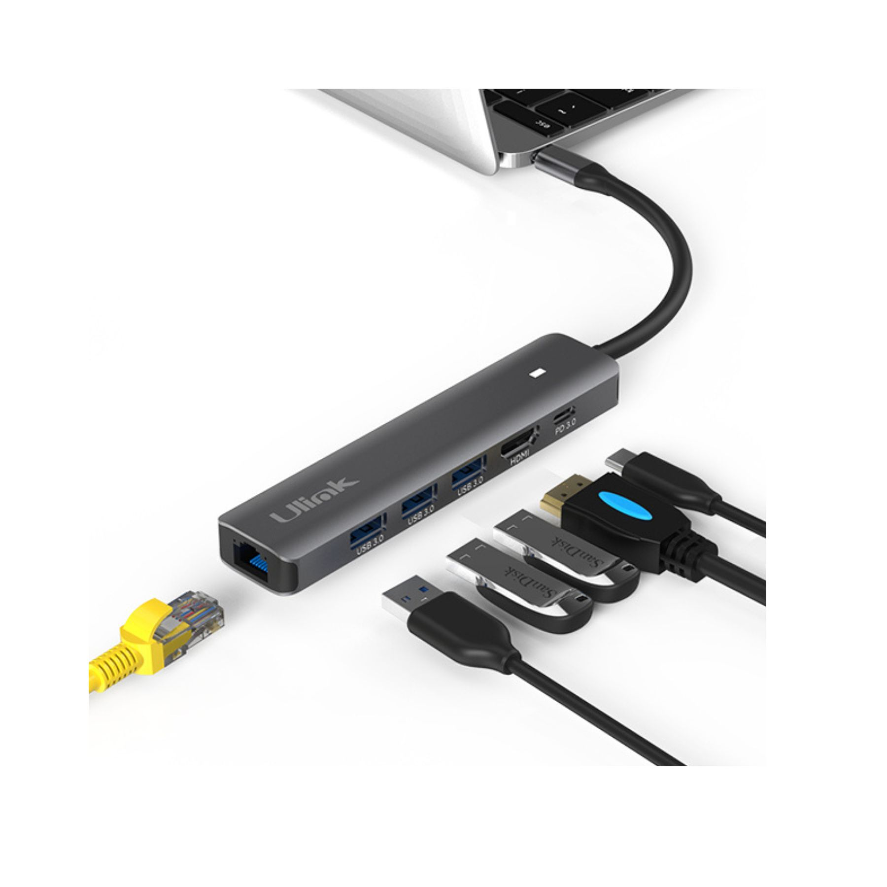 Adaptador Multipuerto USB C 6 en 1 Ulink Alta Calidad