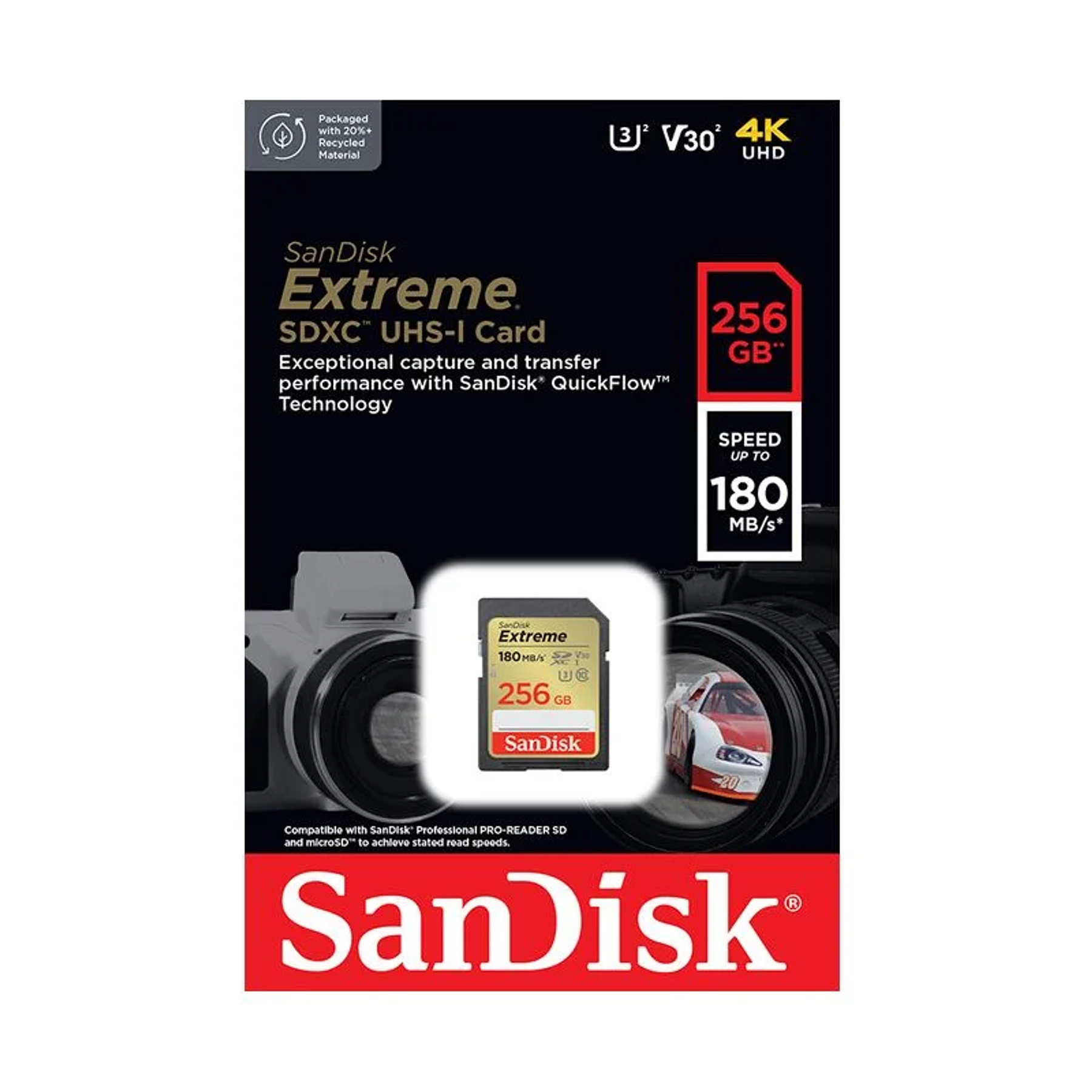 Tarjeta de Memoria SD Extreme 256GB SanDisk 180MB/s SDXC UHS-I